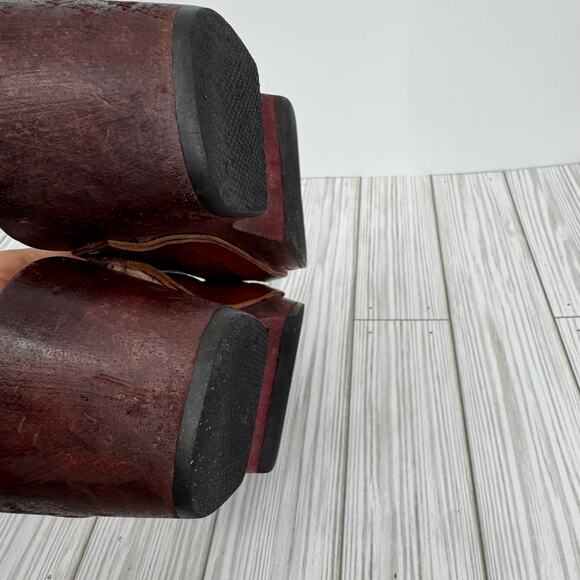 VTG 70's Nordstrom clogs 9.5 platform leather and wood slip on shoes boho hippie - Picture 7 of 14